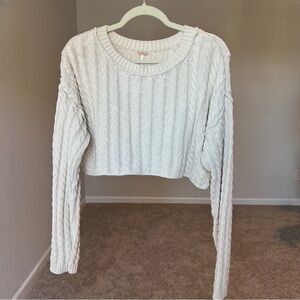 Free People Creamy Crop Cable Knit Sweater